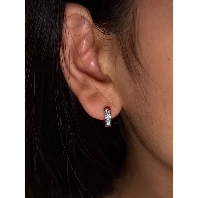 【Lab-Grown Diamonds】Earrings·Hpht High Temperature and High Pressure Method·8 Diamonds Totaling 36 Points·925 Silver Rhodium-Plated Gold