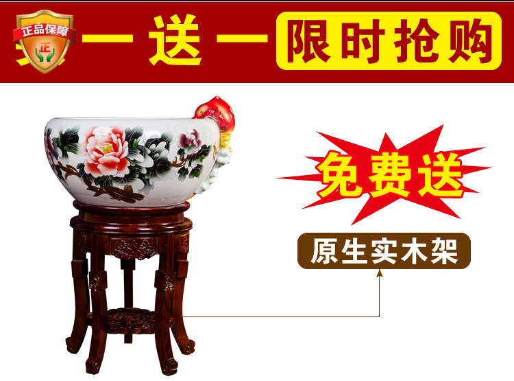Jingdezhen's new 50 cm diameter flower blooms rich ceramic extra-large ornaments artwork decorative fish tank
