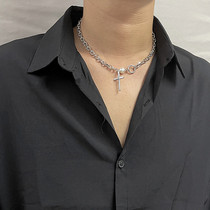 Zuo Danni Light luxury niche chain pearl necklace Men and women tide brand cross stitching net red clavicle necklace