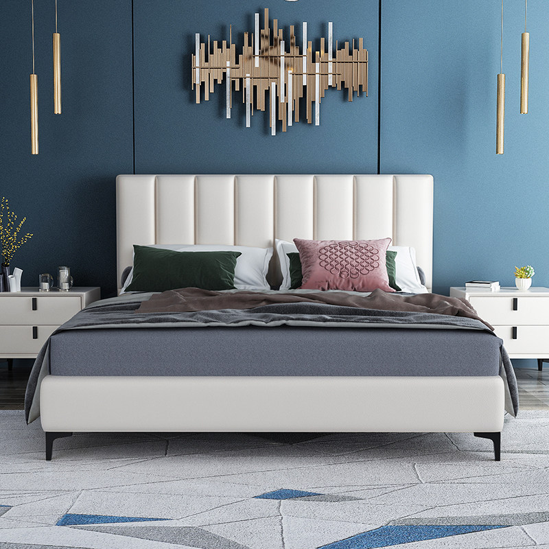 Bed modern minimalist leather 18 meters light luxury master bedroom wedding ins net red bed Guangdong Foshan furniture factory direct sales