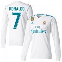 Fan version 2017-18 Real Madrid Champions League home 7 Long sleeve jersey B31106 Innate cup DS on the same day