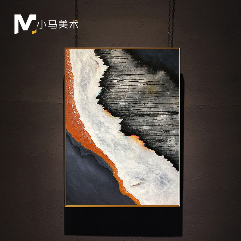 Pure Hand Painted abstract Oil Painting Living Room Decoration Painting modern minimalist Orange Significant Genguan Vertical Version Dining Room Light and Extravagant Hanging Paintings