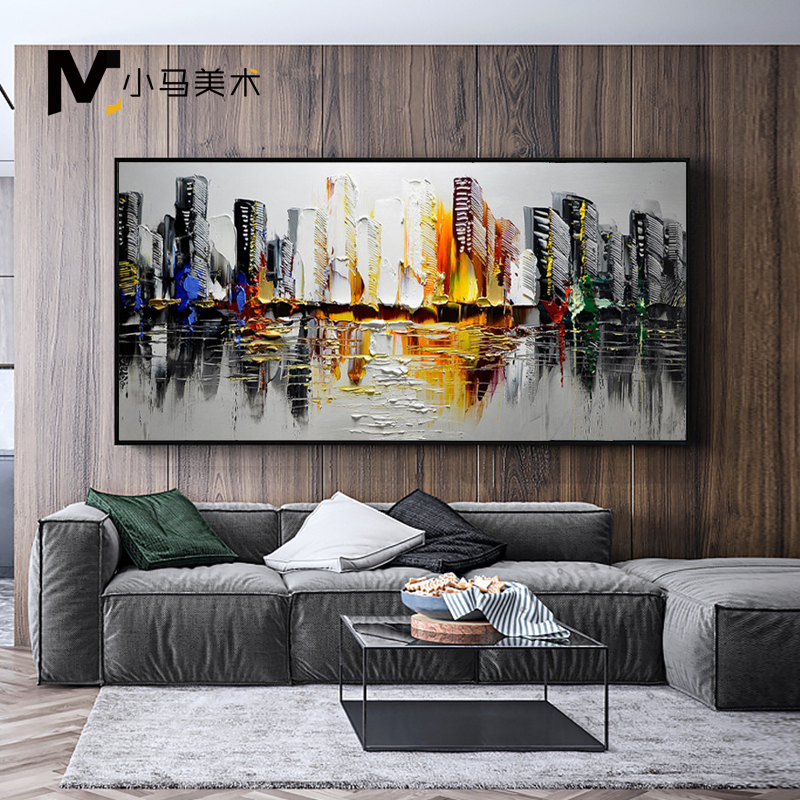 Living room decoration painting hand-painted solid Nordic modern minimalist atmosphere sofa Background wall Abstract oil painting scenic knife painting