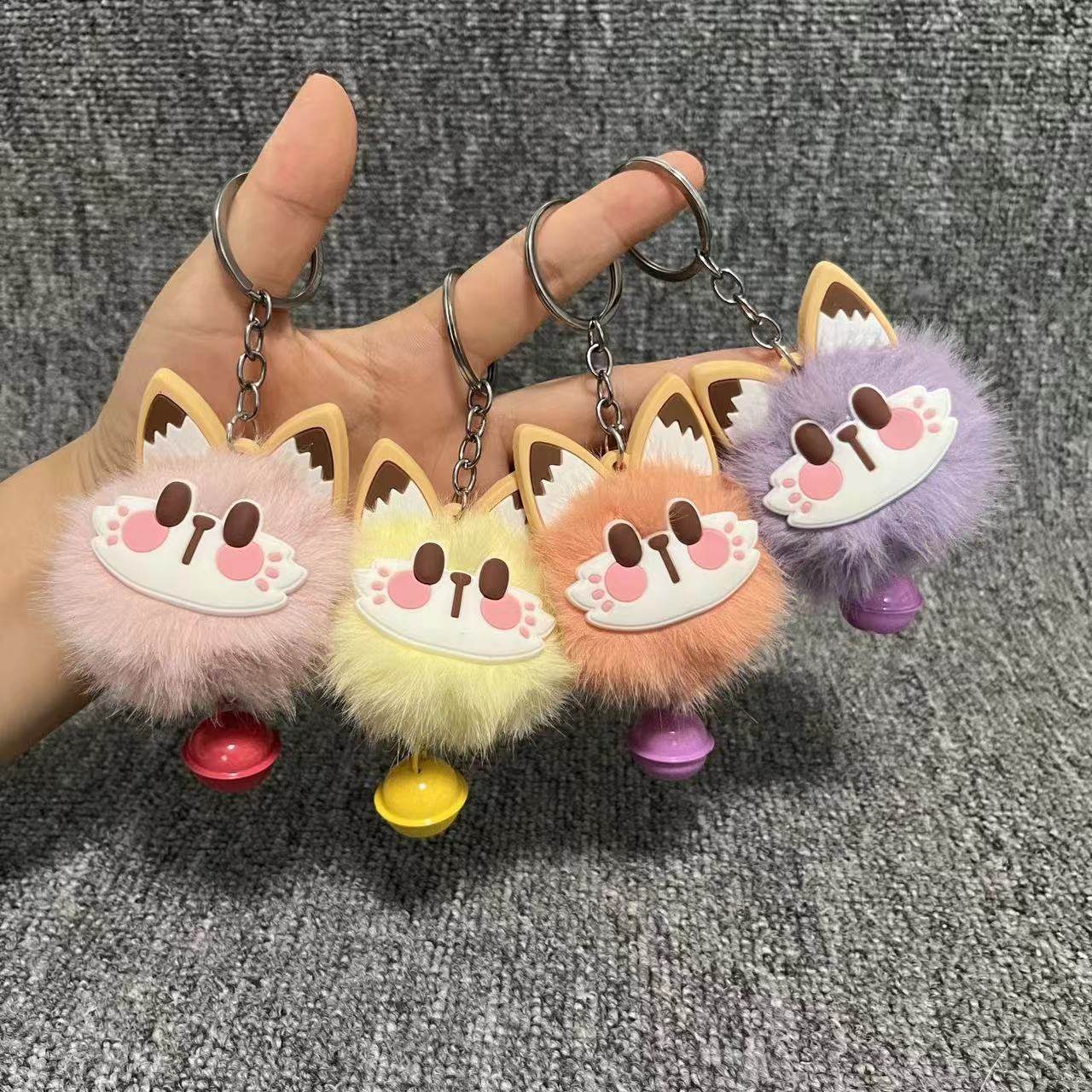 Cute Bell Lucky Cat Plush Pendant Keychain, Unique Back-To-School Gift for Best Friends, Dormitory, School, Bag Gift