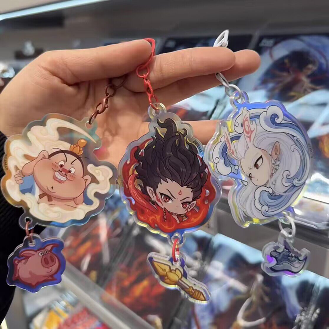 Nezha: the Demon Child Cartoon Star Bell Keychain Backpack Accessories Children's Gift Student Prize