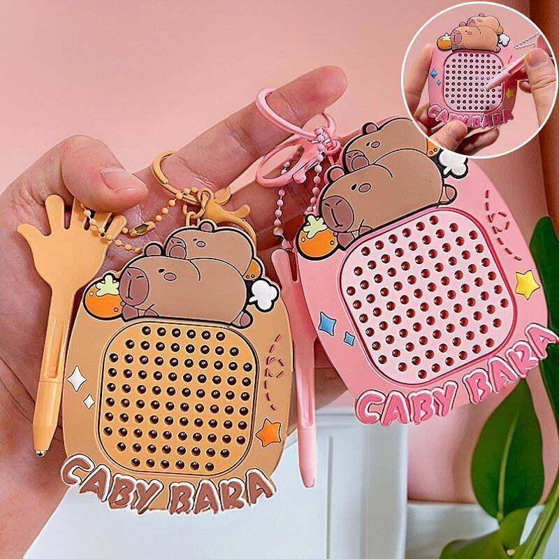 Internet-Famous Creative Capybara Cartoon Stress-Relief Magnetic Steel Ball Drawing Board Keychain Small Gift Pendant