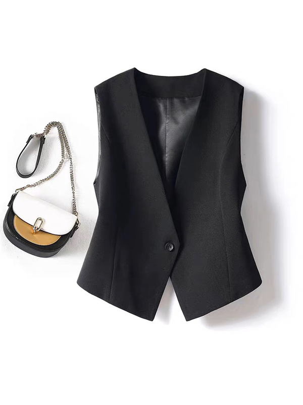 2025 Spring and Autumn Women's Suit Vest, Professional Casual Sleeveless Vest, Short Jacket for All Seasons