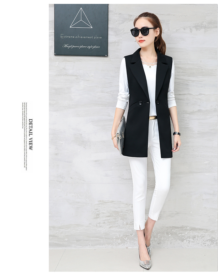 2018 phụ nữ mới vest phần dài mùa xuân và mùa thu không tay tự trồng hoang dã phù hợp với áo khoác vest vai vest mùa đông bộ vest nữ