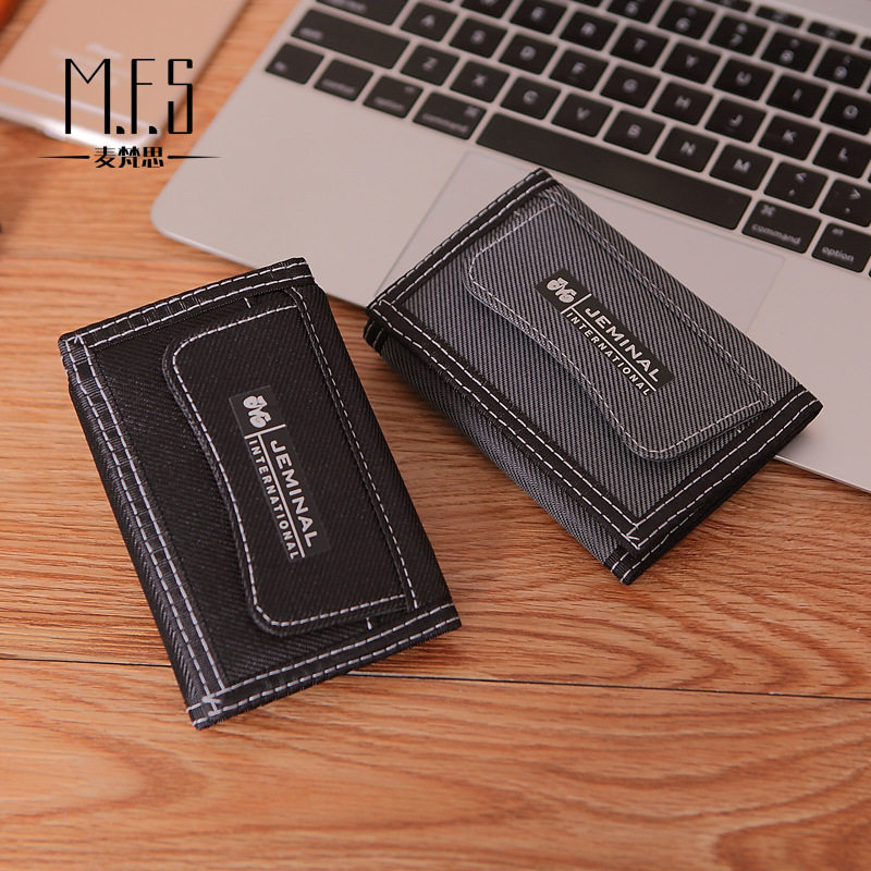 2019 New Canvas Wallet Male Student Sports Trifold Wallet Coin Purse Velcro Multi-function Document Card Bag