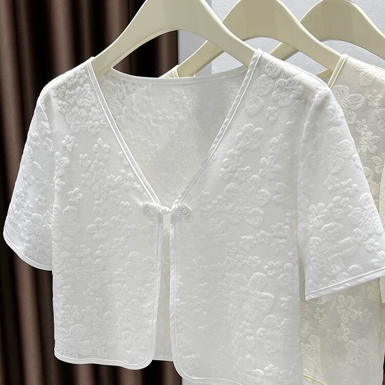 New Chinese-Style Lace Cardigan Jacket 2025 Summer New Skirt Cover-Up Short Chinese-Style Shawl Outerwear