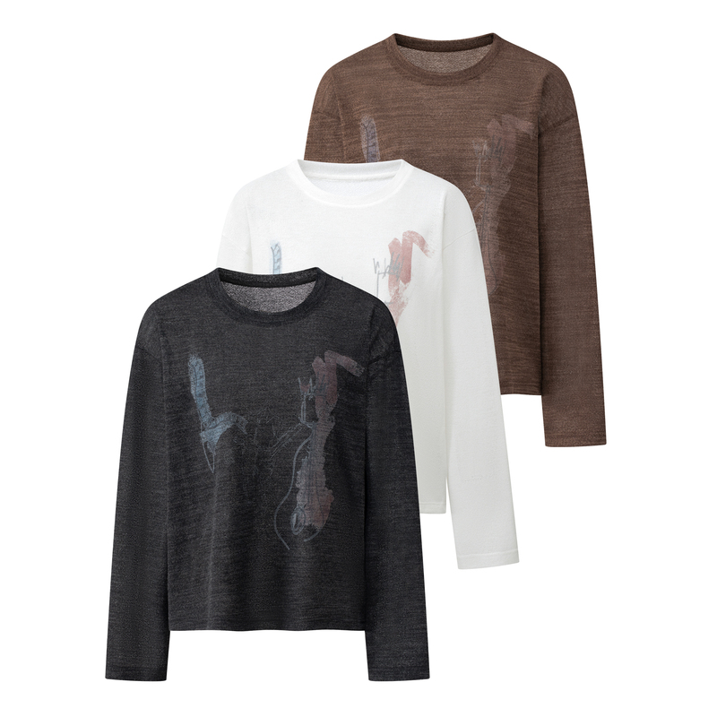 Crins Composer's Summer Lightweight and Breathable Printed Three-Color Blouse