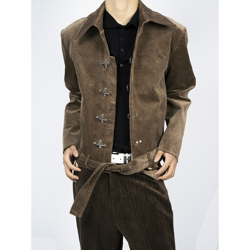 Crins Jacket Corduroy Aviator Button Lapel Jacket