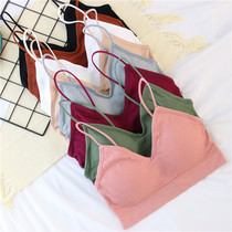 Han Feis sports girls chest is comfortable and skin-friendly temperament V-collar summer breathable bra bottoming underwear sling