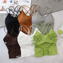 Summer Korean version of sling womens solid color short inner wear beauty back cross underwear tube chest no steel ring wrap chest thin bra
