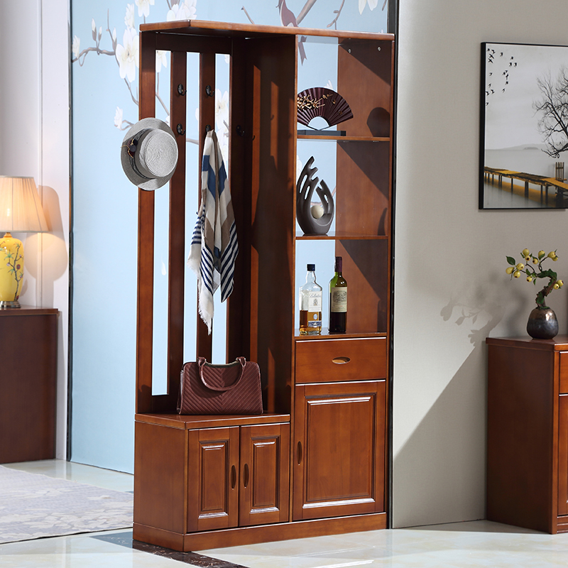 Modern Chinese-style solid wood shoe cabinet and cloak cabinet living room hall entrance cabinet solid wood room hall cabinet partition cabinet screen wine cabinet