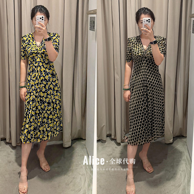 Reversible Dvf26 Early Autumn New Yellow Sunflower/Hunting Venice Dress, Same Style as Liu Yifei Reversible Dvf26 Early Autumn New Yellow Sunflower/Hunting Venice Dress, Same Style as Liu Yifei