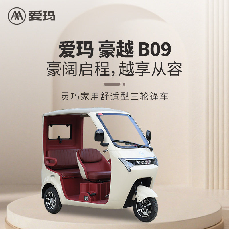 雅迪EV511電動三輪車全封閉四門三座可上牌碟煞鐵殼三輪車適用日常通勤
