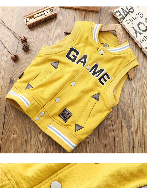 Mùa thu 2018 trẻ em mới cộng với áo nhung trong bộ đồ bé trai cotton dày dày ấm áp không tay áo vest vest áo gile thu đông bé gái