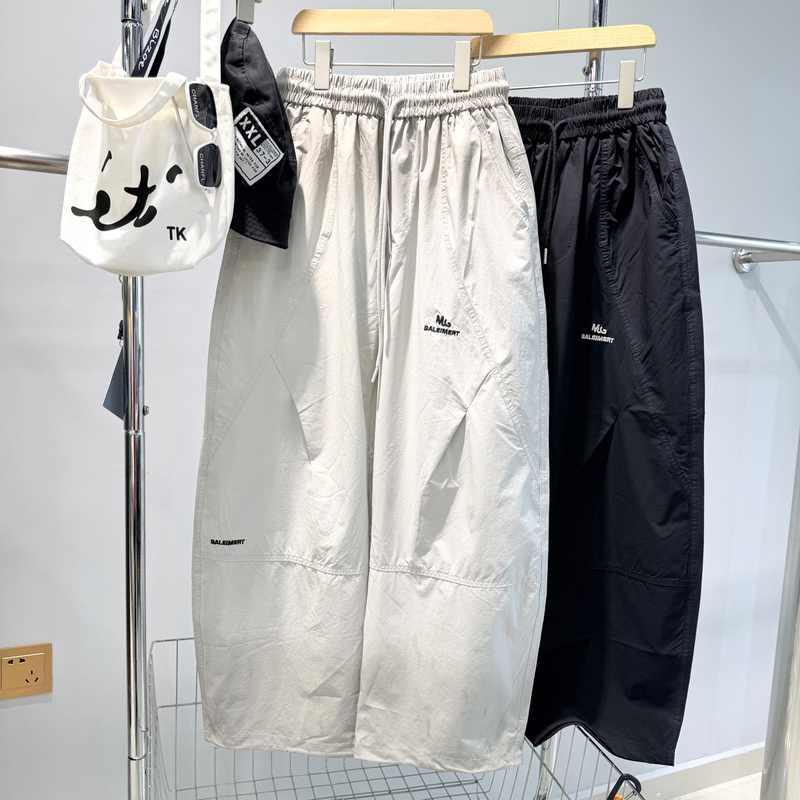 Korean Style Spring and Autumn Boys' and Girls' Elastic Waist Drawstring Wide-Leg Pants Loose Casual Long Pants Beige Black 26250