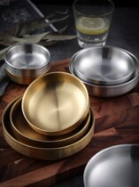 304 stainless steel Korean seasoning dish saucer Korean golden pickle dish rice bowl dish brass tray collection