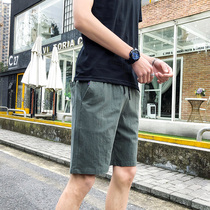 Pants summer casual beach pants Korean version of the trend sports loose five-point pants mens medium shorts big pants