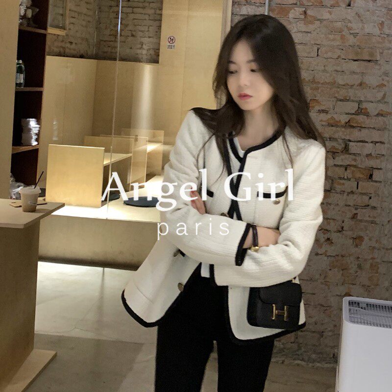Sandro Mike French Little Fragrant Celebrity Coat 2021 Fall New White Tile Age-Reduction Coat
