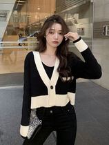 Sandro Miketo 2 0 2 2 Han style thin knitted cardiovertleneck with a small jacket long sleeve 100 lap blouse