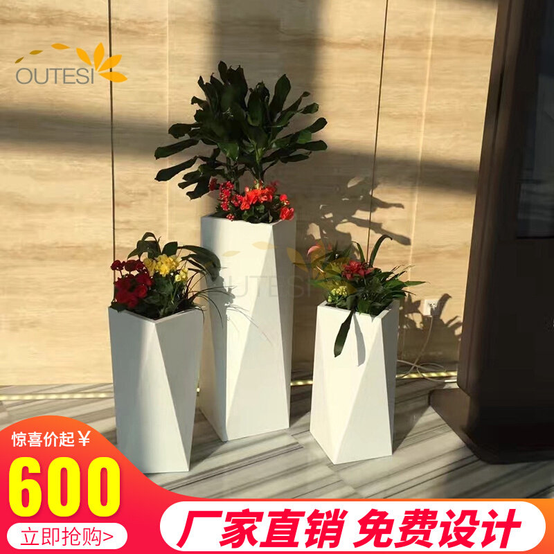 Glass Fiber Flower Basin Customized Mall Mei Chen Flower Machinery Office Flower Loop Vase