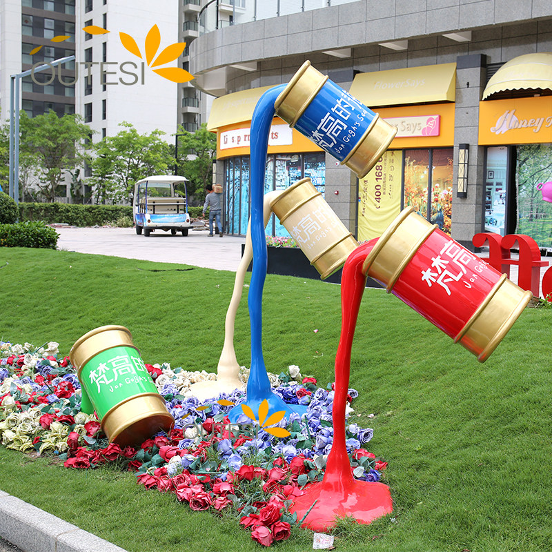 Glass Fiber Sculpture Custom Mall Paint Barrel Beauty Chen Pendulum Pieces Large Square Sculpture Outdoor Garden Forest Landscape Sculpture