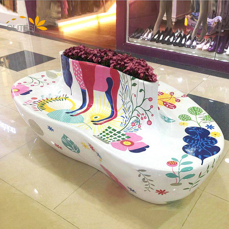 Glass Fiber Heart-shaped Flower Pot Seats Mall Casual Chair Commercial Beauty Chen many people waiting for chairs Outdoor lounge chairs