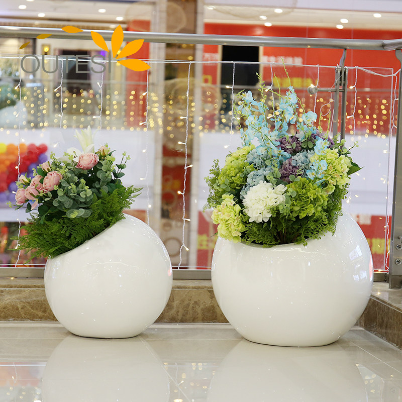 Glass Fiber Flower Pot Combo Mall Creative Beauty Chen Round Florator Square Landing Round Flower Altar Hotel Vase Custom