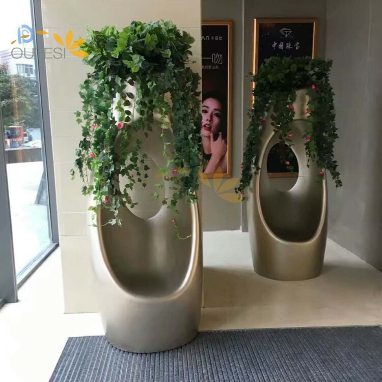 Glass Fiber Flower Pots Customised Sample Board Room Hotel Sample House Display Central Florator Pendulum MALL Beauty Chen Floor Large Vase Composition