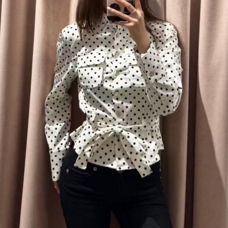 Za Foreign Trade Export Women's Clothing New Style 929406 Casual Lace-Up Polka Dot Capri Shirt-Style Jacket 2010708