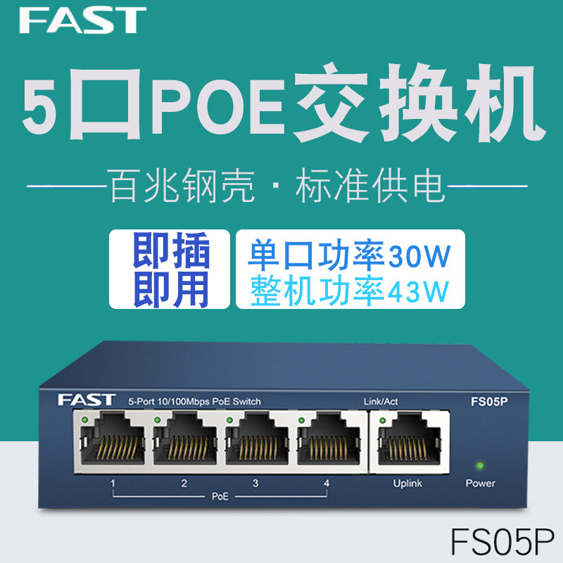 Fast FS05P FS109PS Fast Gigabit 4 port 8 port POE power supply switch monitoring AP power supply module