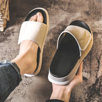 Slippers mens tide 2021 new summer outdoor one-word drag mens Korean version of non-slip Joker thick bottom beach sandals men