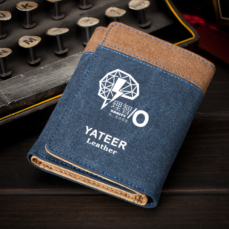 Tomorrow's Ark Cartoon Wallet men Short Jeans Canvas Thin, Japan-ROK Youth Piccard Multi-Clamping Students