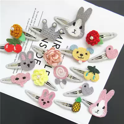 Children's hairpin baby cute hairpin Liuhai BB clip Girl cartoon animal knitted jewelry Girl cotton clip