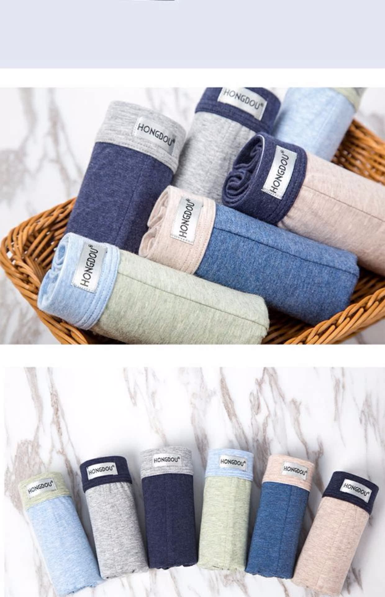 Đồ lót nam Red Bean Cotton nguyên chất Quần short tuổi teen Boxer Underwear Đồ lót cỡ lớn 3 sip cotton cao cấp