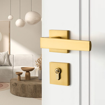 Indoor copper brushed light luxury split lock simple bedroom magnetic silence chamber door lock Gray modern wooden door lock lock