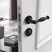 Black American silent wooden door lock Magnetic bedroom door lock Home classic European French indoor room door lock