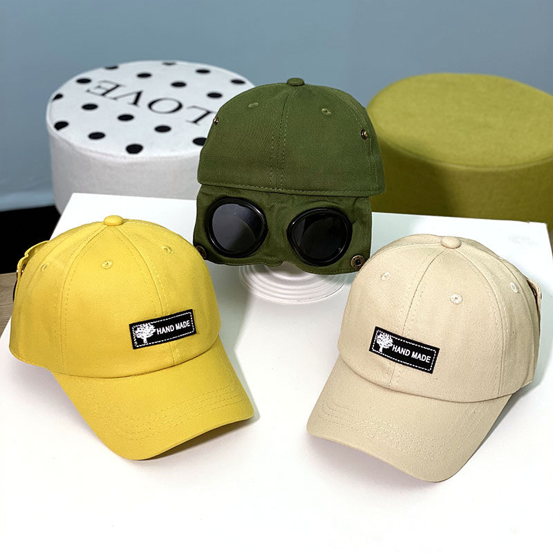 2020 new children's hats spring and autumn Korean version fashion boys and girls peaked cap tide pilot glasses baby hat