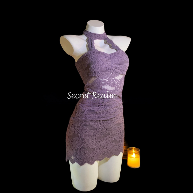 Out of Control Guide'Violet' Sexy Nightgown Small Bust New Chinese Style Cheongsam Purple Bodycon Temptation Sleepwear