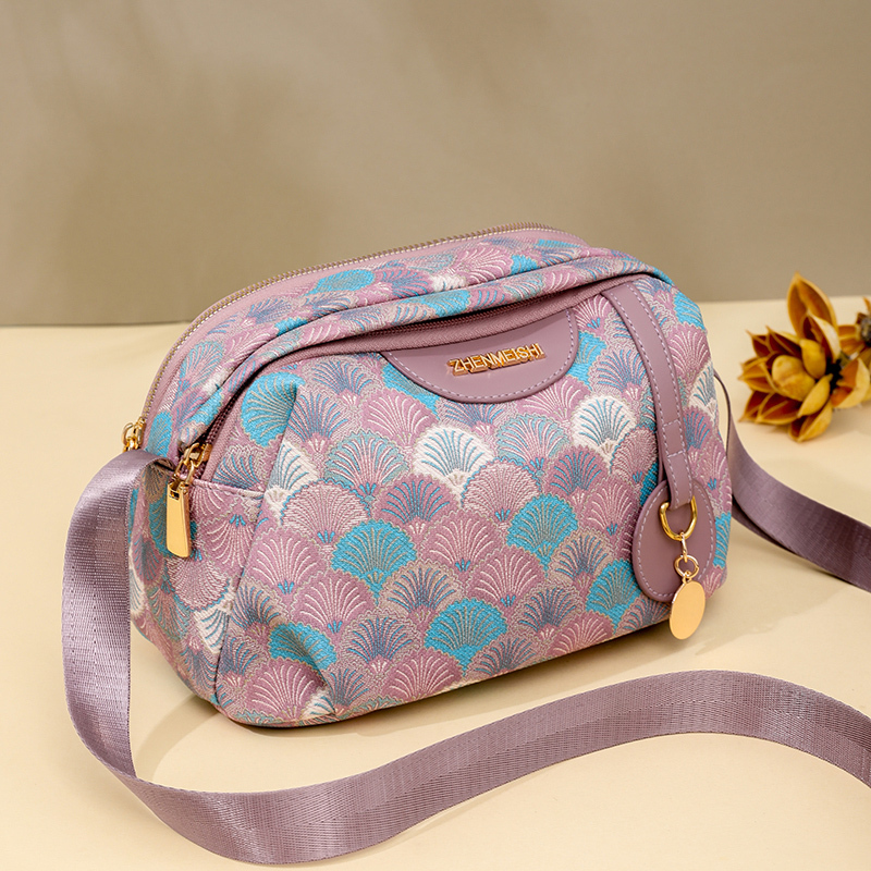 Women's Bag 2024 New Large-Capacity Printed Small Square Bag Retro Versatile Crossbody Bag Shoulder Bag Mom Soft Leather Bag