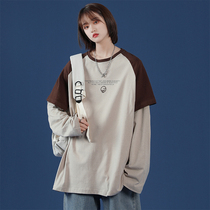 Fake two long sleeve T-shirt female loose Korean version of ins tide 2021 new summer design sense niche jacket