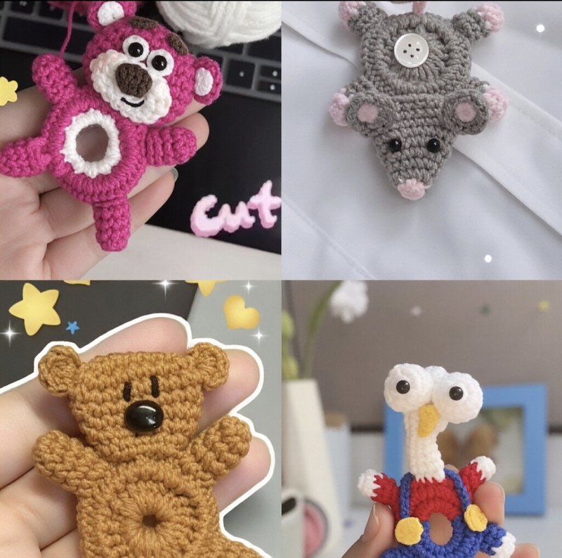 Finished Cartoon Yarn Crochet Button Covers Decorative Handmade DIY Knitting Creative Fun Shirt Decoration Accessories Finished Cartoon Yarn Crochet Button Covers Decorative Handmade DIY Knitting Creative Fun Shirt Decoration Accessories