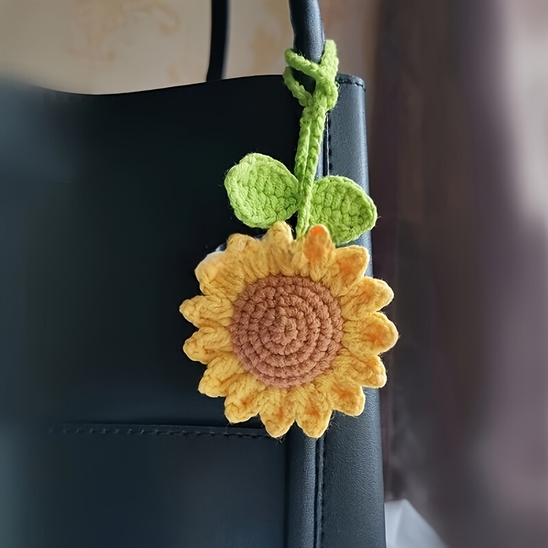 Finished Product: Handmade Woven Sunflower Bag Pendant, Car Pendant, Accessory, Won First Prize, Gift, Sunflower Crochet Finished Product: Handmade Woven Sunflower Bag Pendant, Car Pendant, Accessory, Won First Prize, Gift, Sunflower Crochet