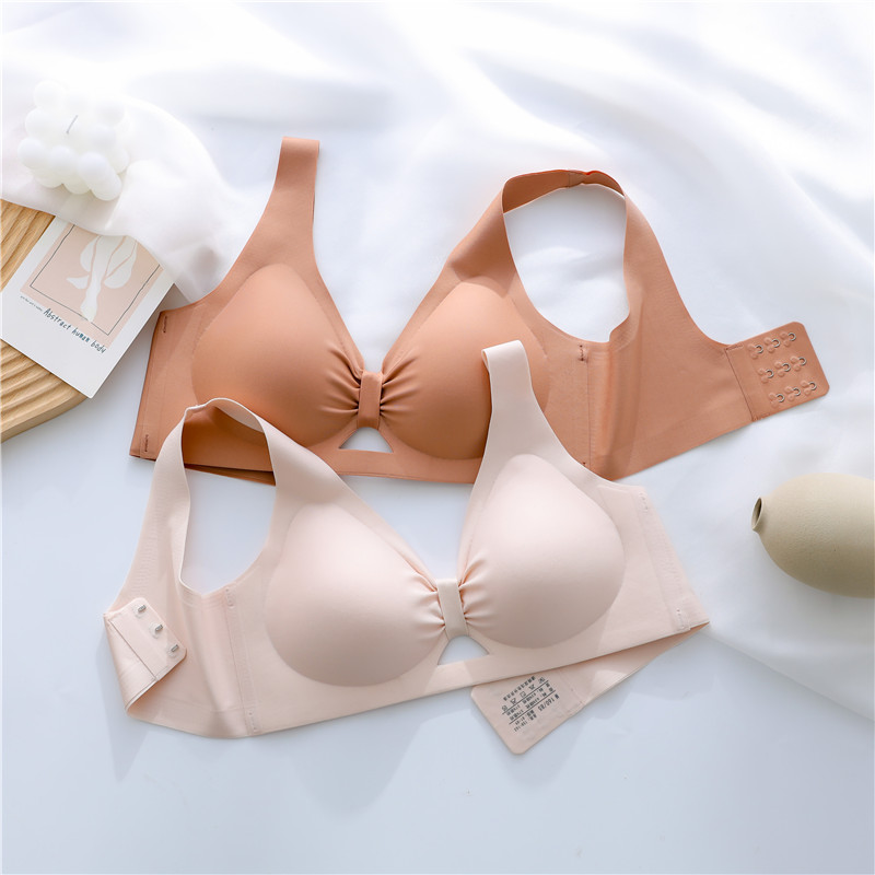 Day Series Latex Unscarred Underwear Women Sports Vest Type Fixed Cups Small Chest Coaling Adjustment Type Without Steel Ring Bra Hood 