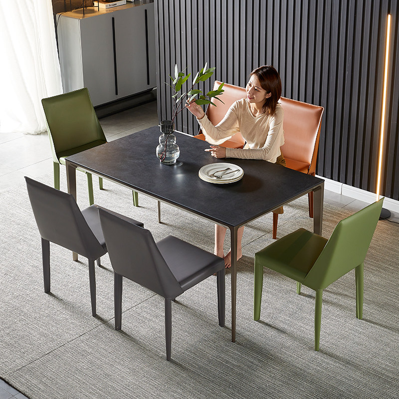 Italian minimalist slate dining table modern minimalist household dining table rectangular small apartment light luxury dining table and chair combination