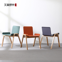 Nordic dining chair household plastic back study solid wood desk stool creative coffee shop table and chair milk tea shop negotiation chair