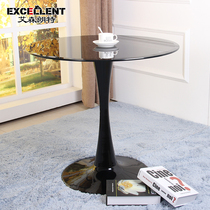 Tempered glass round table modern minimalist dining table creative fashion Nordic outdoor business leisure coffee reception negotiation